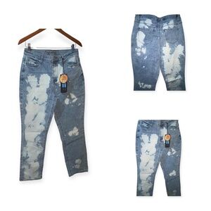 NWT Copperflash High‎ Rise Slim Straight Leg Bleach Wash Blue Jean Pants Sz 12